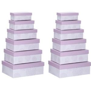 Set van 12x stuks pastel paarse cadeaudoosjes 16,5-28,5 cm rechthoekig