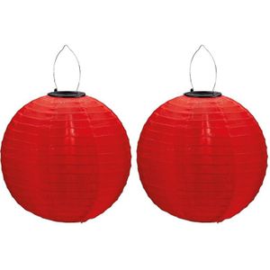 2x stuks Rode solar party lampionnen 30 cm