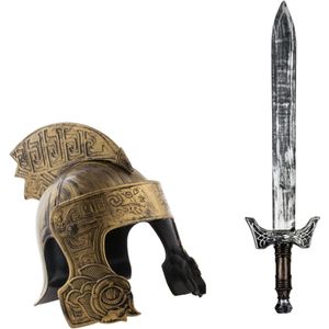 Ridder verkleed set helm en wapens zwaard 68 cm voor volwassenen
