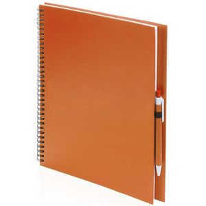 Schetsboek/tekenboek oranje A4 formaat 80 vellen inclusief pen