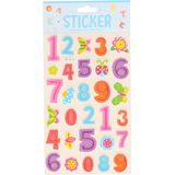 Stickervelletjes - 4x - 25 sticker cijfers 0-9 - gekleurd - nummers