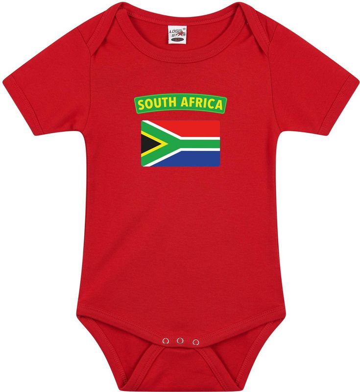 South-Africa romper met vlag Zuid-Afrika rood voor babys