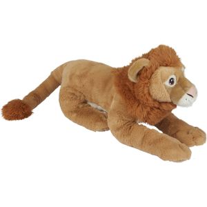 Pluche Bruine Leeuw Liggend Knuffel 60 cm - Leeuwen Wilde Dieren Knuffels - Speelgoed Voor Kinderen