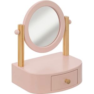 Make-up organizer/opberger/kaptafel met spiegel - voor kinderen - roze - 22 x 17 x 28 cm
