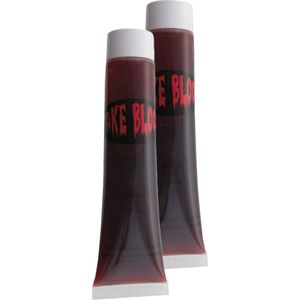 Halloween nep bloed tube - 2x - horror thema - 34 ml - carnaval/verkleed artikel - wonden maken