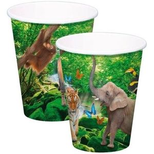 8x Safari/jungle themafeest bekertjes 250ml