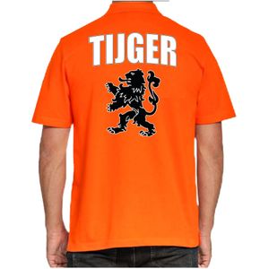 Tijger Holland supporter poloshirt oranje met leeuw EK / WK voor heren