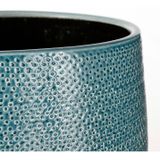 Mica Decorations Plantenpot - blauw - geribbeld - 18 x 16 cm