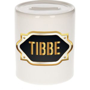 Naam cadeau spaarpot Tibbe met gouden embleem