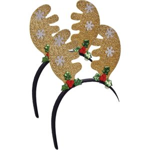 Kerst diadeems/haarbanden - 2x st- rendier gewei - 22 cm