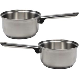 Svenska Living Steelpan/sauspan/juspan - 2x - RVS - D16 cm - 1L - Alle warmtebronnen