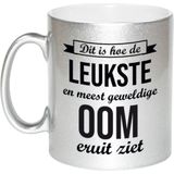 Zilveren leukste en meest geweldige oom cadeau koffiemok / theebeker 330 ml