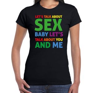 Gay Pride t-shirt met tekst - dames - zwart - Talk about sex - LHBTI
