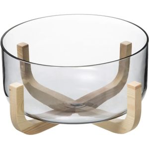 Secret de Gourmet - Slakom/voedsel serveer schaal- Glas/hout - D24 cm