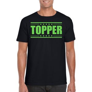 Verkleed T-shirt voor heren - topper - zwart - groene glitters - feestkleding