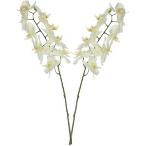 Kunstbloem Orchidee tak - 2x - wit - 71 cm - losse steel - Kunst zijdebloemen