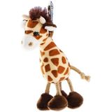 Set van 4x stuks pluche mini knuffel giraffe sleutelhanger 13 cm