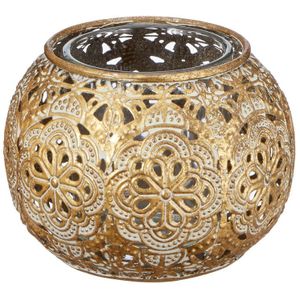 1x Gouden waxinelicht / theelicht houders met glas 7 cm - Woonaccessoires/woondecoraties kaarsenhouders