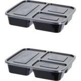 Excellent Houseware Meal prep bakjes - 20x - 22 x 19 x 4,5 cm - 3 vakken