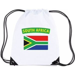 Zuid Afrika nylon rugzak wit met Zuid Afrikaanse vlag