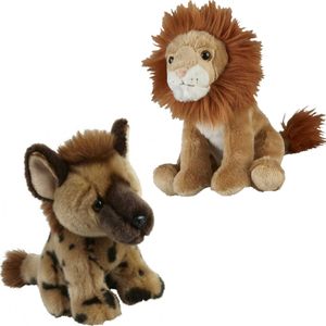 Ravensden - Knuffeldieren set Leeuw en Hyena Pluche Knuffels 18 cm