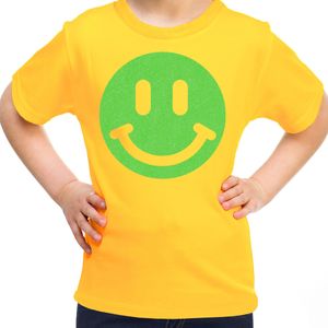 Verkleed T-shirt voor meisjes - smiley - geel - carnaval - feestkleding voor kinderen