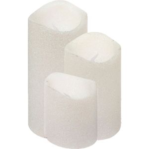 Feeric lights LED stompkaarsen - 3x - wit - glitter