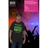 Cadeau T-shirt voor heren - leeftijd 40 jaar - awesome - zwart - glitter groen - Verjaardagsfeest