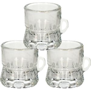 Set van 6x stuks shotglas vorm bierpul glaasje/glas met handvat van 2cl