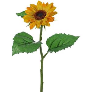 Gele zonnebloem kunstbloem 35 cm - Helianthus - Kunstbloemen boeketten geel