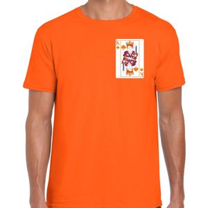 Koningsdag T-shirt voor heren - kaarten koning - oranje - feestkleding