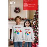 Kersttrui/sweater voor jongens/meisjes - kerstballen - grijs - poesjes - Merry Christmas