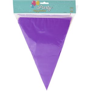 Party Vlaggenlijn - binnen/buiten - plastic - paars - 600 cm - 25 vlaggetjes