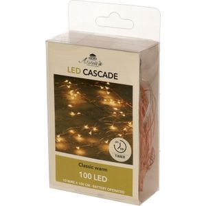 Cascade draadverlichting lichtsnoer met 100 lampjes classic warm wit op batterijen