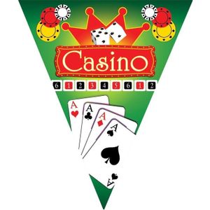 Vlaggenlijn Casino thema - plastic - 500 cm - feestartikelen