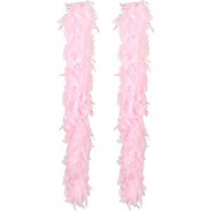 Carnaval verkleed boa met veren - 2x - lichtroze - 180 cm - 80 gram - Glitter and Glamour