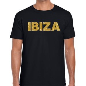 Ibiza gouden glitter tekst t-shirt zwart heren