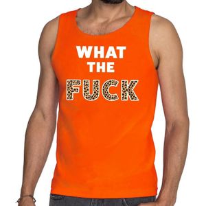 What the Fuck tijgerprint tanktop / mouwloos shirt oranje heren