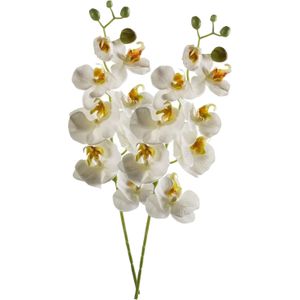 Kunstbloem Orchidee - 2x - 68 cm - wit - losse tak - kunst zijdebloem - Phalaenopsis