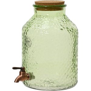 Drankdispenser/limonadetap met kraantje - glas - 8,5L - lichtgroen