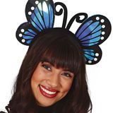 Verkleed diadeem vlinder vleugels - blauw - meisjes/dames - Carnaval
