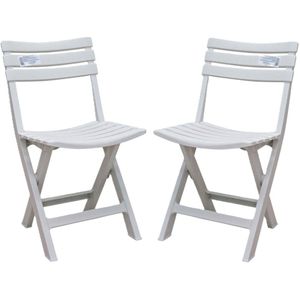 Klapstoel voor buiten/binnen - 2x - ivoor wit - 41 x 78 cm - stevig kunststof - Bijzet stoelen