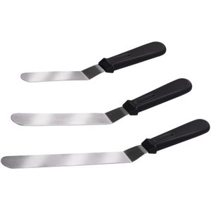 Kook/keuken gerei - bak spatels - set 3x stuks - zilver - RVS - 35/30/26 cm