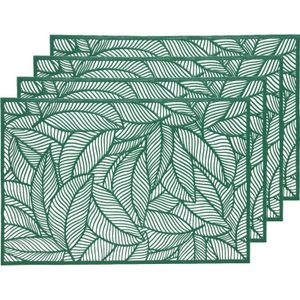 4x Groene bladeren placemats 30 x 45 cm rechthoek - Groen thema tafeldecoraties versieringen