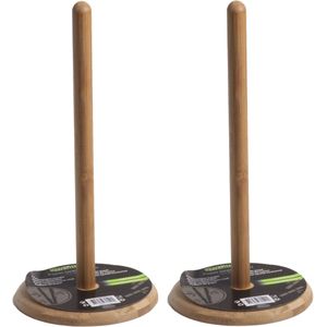 2x stuks bamboe houten keukenrolhouder rond D15 x H31 cm