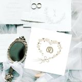 Maki bruiloft servetten - 60x st - 33 x 33 cm - hart met ringen - feestservetten