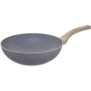 Wokpan/hapjespan - aluminium - Alle kookplaten geschikt - grijs - dia 28 cm