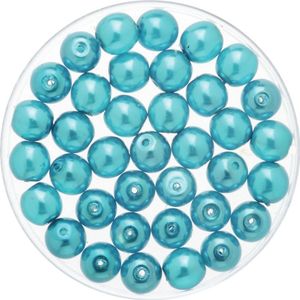 150x stuks sieraden maken Boheemse glaskralen in het transparant turquoise van 6 mm