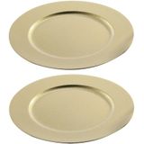 2x Gouden Onderborden/Borden Glitter 33 cm Rond - Kaarsenplateaus - Tafel Dekken