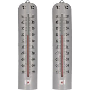 Lifetime Garden set van 2x Stuks Zon/Schaduw Thermometer Zilver Voor Buiten 27 cm Kunststof